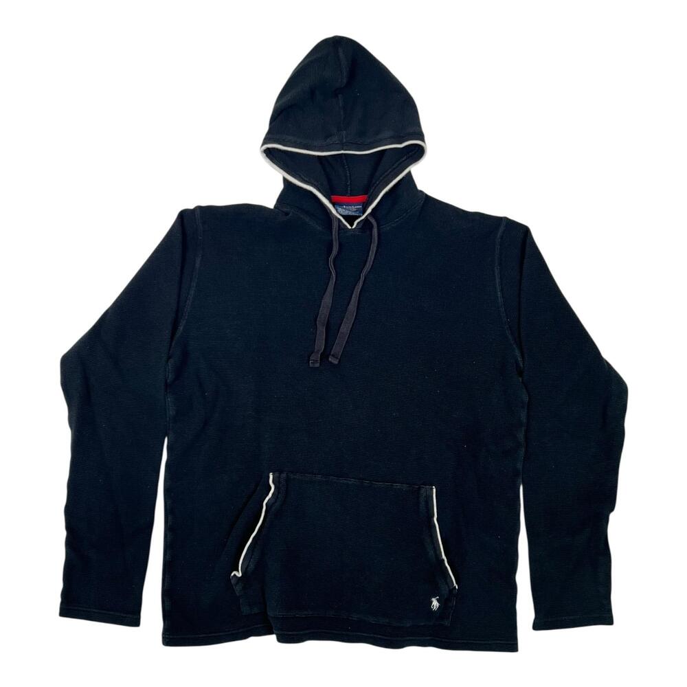 Polo Ralph Lauren Sleepwear Hoodie Mens Large Black Waffle Knit Pajama Top